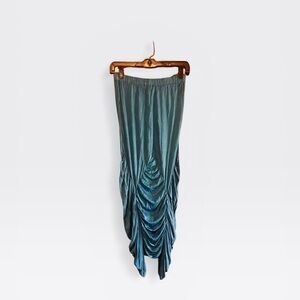Draped Maxi Skirt in Turquoise Blue